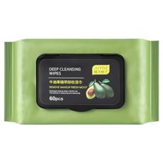 JUYOZ 橘子柚子 酪梨卸妝濕紙巾 卸妝濕巾 卸妝巾 臉部清潔 卸妝棉 卸妝紙巾 美妝用品 抽取濕紙巾【MZ0068】, 1個, 60片