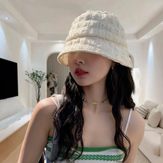 BestStar 여성 버킷햇 벙거지 여름 모자 심플 패션 모자, 아이보리, 1개