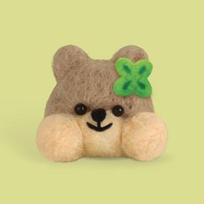 韓國大創 Daiso 限量 嘟嘟臉 DIY 羊毛氈 材料包 手工製作 戳戳樂毛氈 吊飾 娃娃 動物 公仔 禮物 小娃娃, 1個, 小花大頭 短尾矮袋鼠