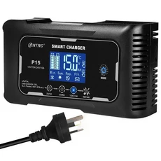 HTRC 20A/15A 자동차 용 완전 배터리 충전기 납산 리튬 LiFePO4 12V/24V LCD 스마트 펄스 수리, 02 15A-AU Plug, 01 빠른