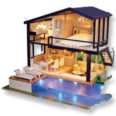 大旺小舖 台北現貨 DIY小屋時光公寓 袖珍屋娃娃屋材料包 生日結婚禮物, 附燈光防塵罩工具組日本音樂機心