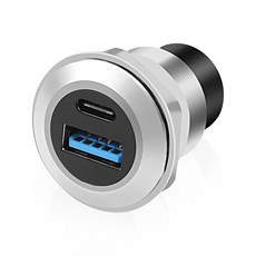 XMSJSIY USB 30 Type-C 패널 거치대 걸이 걸게 어댑터 A C 20V 3A 60W 암-암 방지 개스킷 샤시 소켓 커넥터 데이터 전송 원형, 라운드