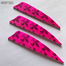 ONTFIHS 사냥 화살 깃털 실드 컷 플리츠 터키 특수 패턴 3 인치 24 개, 10 분홍색, 1개
