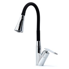 클린 주방 원홀 컬러 자바라 싱크대 수전 PCR-1000 블랙, 1개