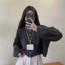 투니스 여성 루즈핏 심플 긴소매 숏 니트 가디건
