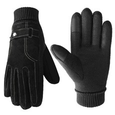 Nimalpal 남성용 겨울 장갑 가죽 장갑 남성용 보온 장갑 터치 스크린 방지 방풍 달리기 사이클링 운전용 블랙., Nimalpal 남성용 겨울 장갑, 가죽 장갑, 남성용