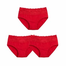 캐리루시 여성용 하이웨스트 복부슬림 레이스면팬티 3P