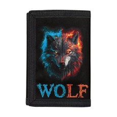 [ 947130 ] 기프트퍼즐 남아 여아용 귀여운 지갑 3단 동전 포켓 신용 카드 홀더 여행 쇼핑용 울프 단일 사이즈 모던