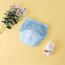 HYLSS 嬰兒尿布褲寶寶a類夏季透氣防水三角褲兒童如廁訓練褲夏款可水洗, 1個, M-建議16-22斤天藍色:如圖
