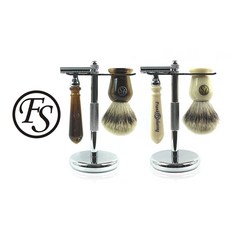 Frank Shaving Edwardian 刮鬍刀套組，胡桃木/象牙白兩色, 1個, 象牙白, 象牙白