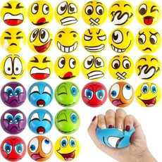 30개의 얼굴 스트레스 볼 2.5인치 스퀴즈 감정 폼 손 손목 해소를 위한, 30 Pcs-Face Balls