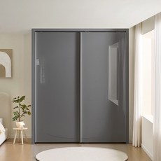 보루네오 하이그로시 샤인 슬라이딩 작은방 붙박이장 10cm, 다크그레이 10cm