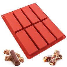 Webake 초콜릿 몰드 실리콘 바 몰드 그래놀라 시리얼 에너지 바용 11.4cm(4.5인치) 길이의 직사각형 베이킹 버터용 8개의 구멍, Webake 초콜릿 몰드 실리콘 바 몰드, 그래놀라 시