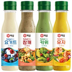 CJ 백설 드레싱 4종 혼합 (요거트245g+참깨240g+키위250g+유자250g), 1세트, 985g