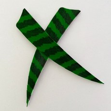 왼쪽 날개 양궁 플리츠 칠면조 깃털 화살 플리칭 실드 컷 DIY 사냥 액세서리 스트라이프 색상 4 인치, 08 green, 1개
