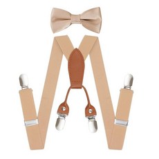 [ 1218327 ] 탑부티 아동용 남아용 멜빵 나비넥타이 세트 조절 가능한 멜빵과 미리 묶인 나비넥타이 4개의 강한 금속 클립 포함 남아 여아용 카키