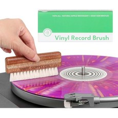 3-in-1 궁극의 비닐 레코드 세척 키트 100% 천연 사펠리 마호가니 원목 - 염소털 브러시 벨벳 브러시 패드 스타일러스 클리너, Goat Hair Brush, 1개