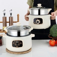 智能電煮鍋 聚會火鍋 蒸煮一體 電火鍋 多功能炒鍋 家用湯鍋 可定logo, 智能款 雙層（12台/件）,26CM, 1個