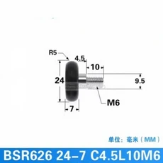 POM 폴리포름알데히드 롤러 쇼케이스 서랍 도르래 구형 캠 M6 247mm 10 개, 03 Black M6x24x7mm