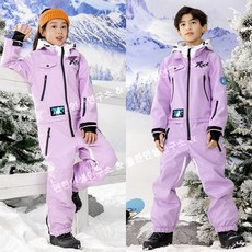 주니어 스키복 우주복 엉덩이 지퍼 스노우보드복 방수 방한