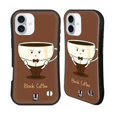 헤드 케이스 애플 폰 16 플러스와 호환되는 두유 커피 퍼스널리티 하이브리드 디자인, Black