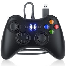 업그레이드된 조이스틱 더블 쇼크 음성 기능을 갖춘 360 컨트롤러 유선 및 슬림/PC와 호환되는 PC 컨트롤러용 LENISUOLE 1팩 교체, White, 1개