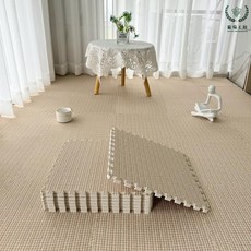 拼接地墊 臥室客廳, 全部淺咖 可裁剪可水洗, 1個