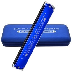 HarmON 온ica 24홀 아르모니카 마우스 오르간 폴리포닉 하프 마우스오르간 프로페셔널 퍼포먼스 하모니카 C 목관악기의 고급 키 선물, 블루, 1개