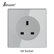 블랙 강화유리 벽 스위치 패널 LED 유럽형 16A 소켓 레트로 토글 조명 EU UK 2USB 1구4구, 12 UK Socket