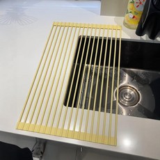 DOOIT 접이식 싱크대 설거지 선반 물빠짐 수납 정리대 주방 식기건조대, 1개, 크림옐로우 중간 43x33cm, 1단