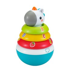 HolaLand 獨角獸不倒翁 多功能音樂玩具 疊疊樂 套圈圈 手搖鈴 手眼協調訓練 匯樂, 彩色, 1個