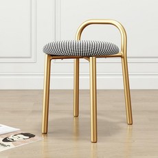 의자 침실 스툴 콘솔 높은 수납형 다용도 원형 메이크업 블랙 다리 블랙 앤 화이트 하운드투스, 블랙 다리 그레이 벨벳