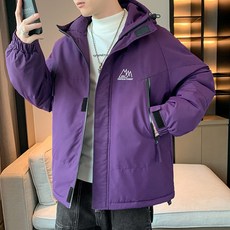 純色連帽加厚保暖短版情侶款棉襖外套