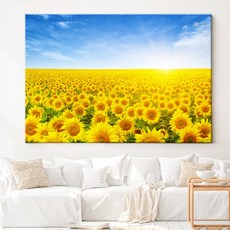 풍수아트 돈들어오는 풍수 해바라기 그림 액자 29종 13.긴급-NEW일출 해바라기 밭, 캔버스