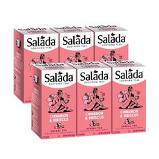 허벌티 체중 소화 호흡 살라다 수딩 티 시나몬 & 히비스커스 허브 박스당 20개의 개별 포장 티백(6팩) 카페인 프리 브루 핫 내추럴 향 핫/콜드 제공