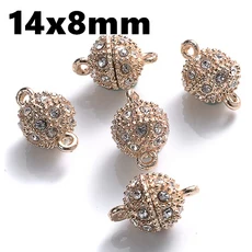 원형 자석 연결 걸쇠 비즈 라인석 참 펜던트 DIY 커플 마그네틱 버클 쥬얼리 팔찌 14mm 16mm 5 세트, 06 style4