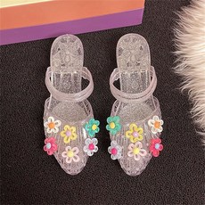 여름 꽃장식 투명 젤리 슬리퍼 평발 데일리 비치 샌들 미끄럼방지 통풍 신발 MON063007 11