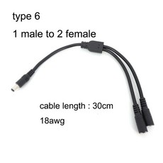 웨이 전원 어댑터 케이블 LED 스트립 1MM 남성 분배기 커넥터 여성 라이트 5MM, 1 piece, type 6