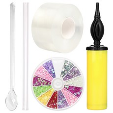 투데이리빙 5종 세트 실리콘 양면 테이프 풍선 만들기 쉽고 즐거운 투명 큐브 공 풍선펫 DIY 키트, 1세트, R79127A(혼합색상