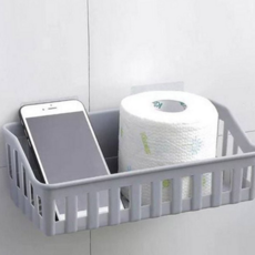 부착식 욕실 선반 플라스틱 벽걸이 욕실수납선반 무타공 욕실 선반 화장실용 바구니, 본상품, 그레이