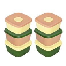 국산 냉동밥보관용기 200ml 작은공기 전자레인지 밀폐 소분용기 실리콘밥팩, 6개, 그린+피치+버터