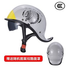 고글모 바이크 패션 스냅백헬멧 레트로 오토바이 하프 반모, 인디안 헬멧 2세대 블랙티