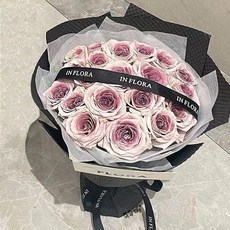 IN FLORA 永生花束 香皂花 手捧花, 一顧傾城 9朵烏梅子醬 + 禮袋燈