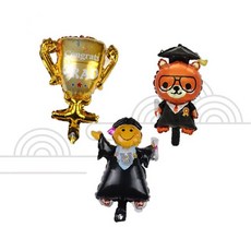 졸업식 풍선 장식용 트로피 모양 포일 벌룬 파티 행사 사진 촬영 소품, BB.학사모스마일 풍선(10개)