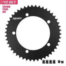 PASS QUEST 130BCD (5 볼트 AERO) 도로 자전거 좁은 와이드 체인링 46 58T 체인휠 블랙 자전거, 13 46T