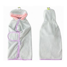 KIMPETY 寵物浴巾 斗篷式 兒童浴巾 嬰兒連帽毛巾, 紫綠, 1個