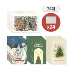 디어플레이스 크리스마스 일러스트 엽서+봉투, 24개, 05 혼합