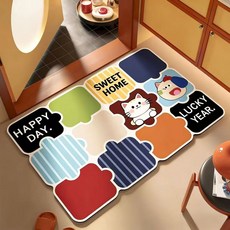 AURALA 규조 머드 매트 욕실 흡수 매트 주방 미끄럼 방지 매트 입구 화장실 심플 퍼즐 매트, 1개, 스타일F