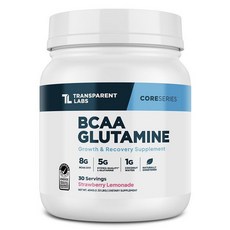 Transparent Labs BCAA Glutamine Strawberry Lemonade 트랜스패런트 랩스 BCAA 글루타민 딸기 레모네이드, 1개, 604g