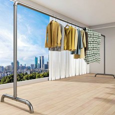 세탁소행거 옷가게 튼튼한 수납 옷걸이 대형 파이프, 길이 1.8m 높이 1.5m